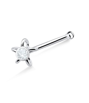 Ribbon Flower Silver Bone Nose Stud NSKD-704